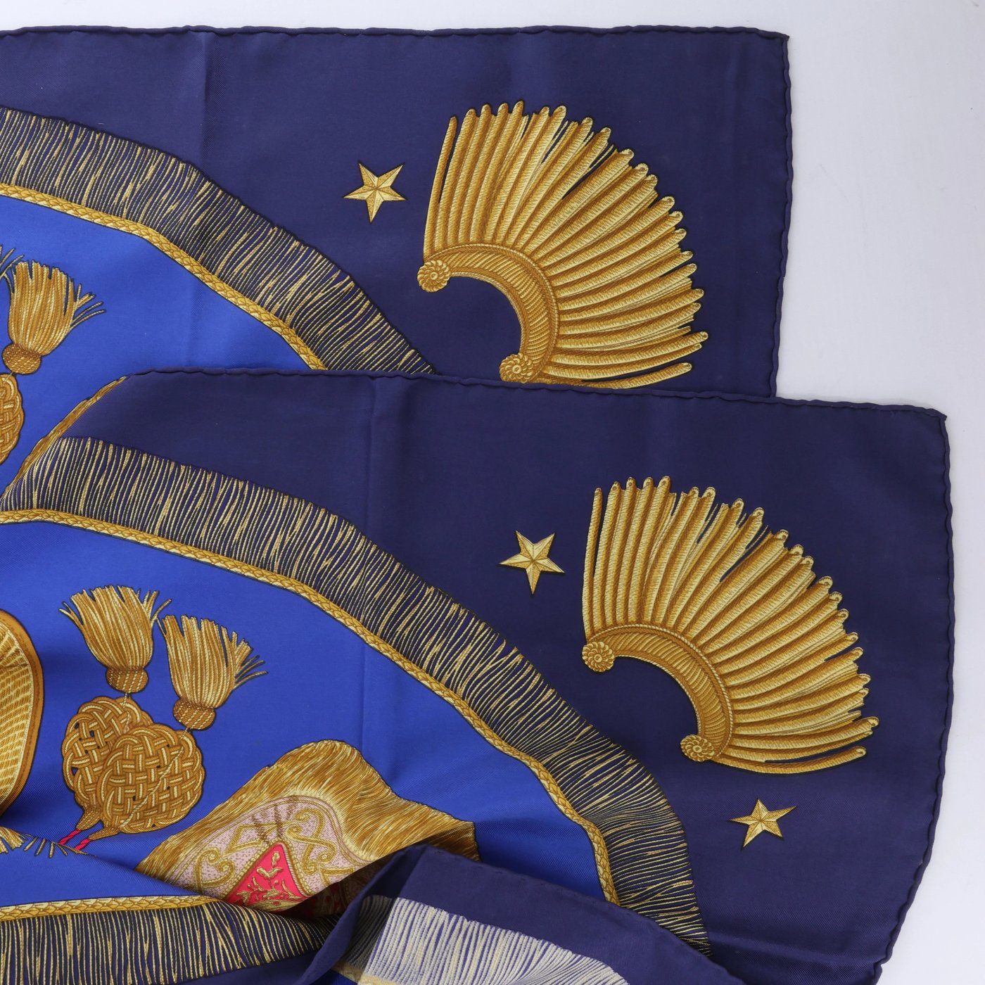 Hermès Carré 90 "Poste et Cavalerie" Silk handkerchief in Navy Blue