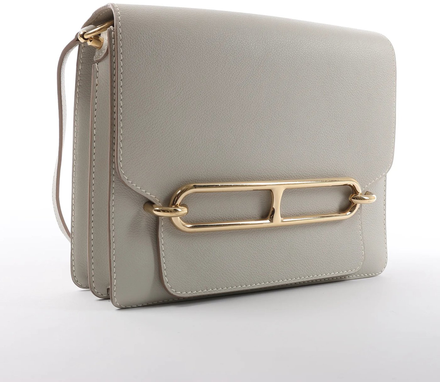 Hermes Sac Roulis 23 Evercolor Crossbody Bag in Pearl Gray C: 2018