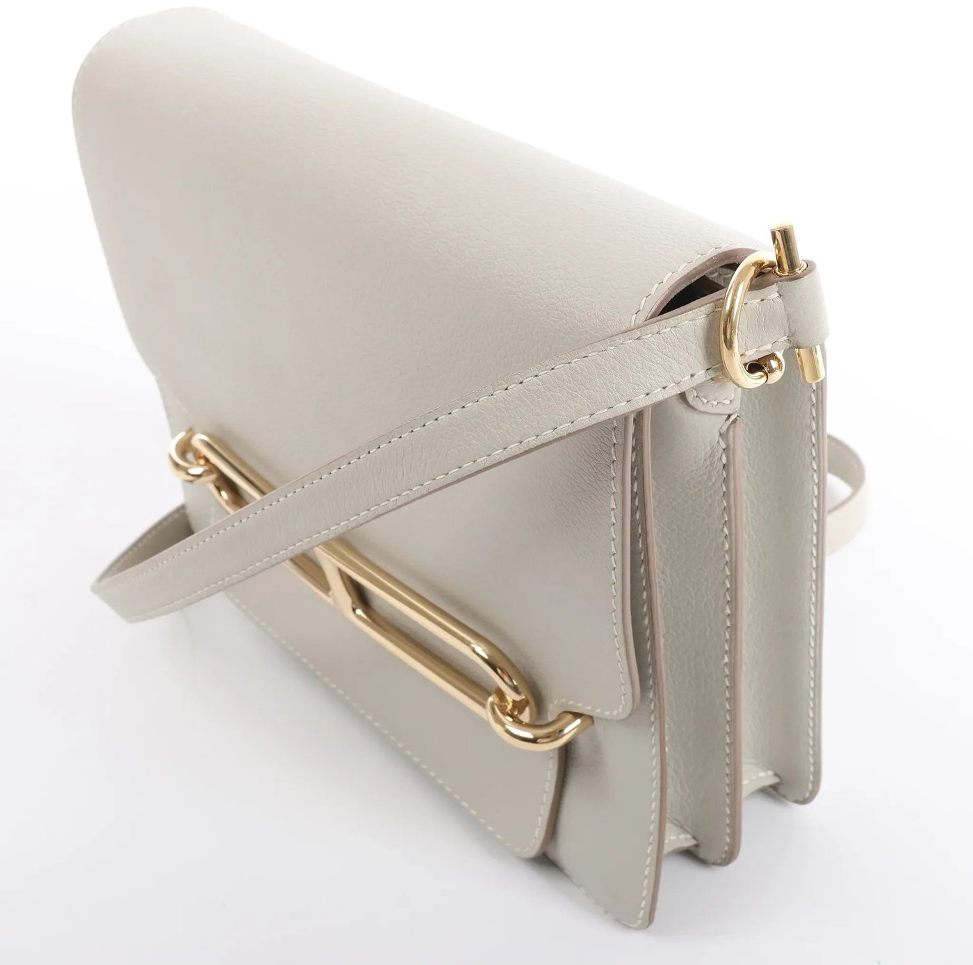 Hermes Sac Roulis 23 Evercolor Crossbody Bag in Pearl Gray C: 2018