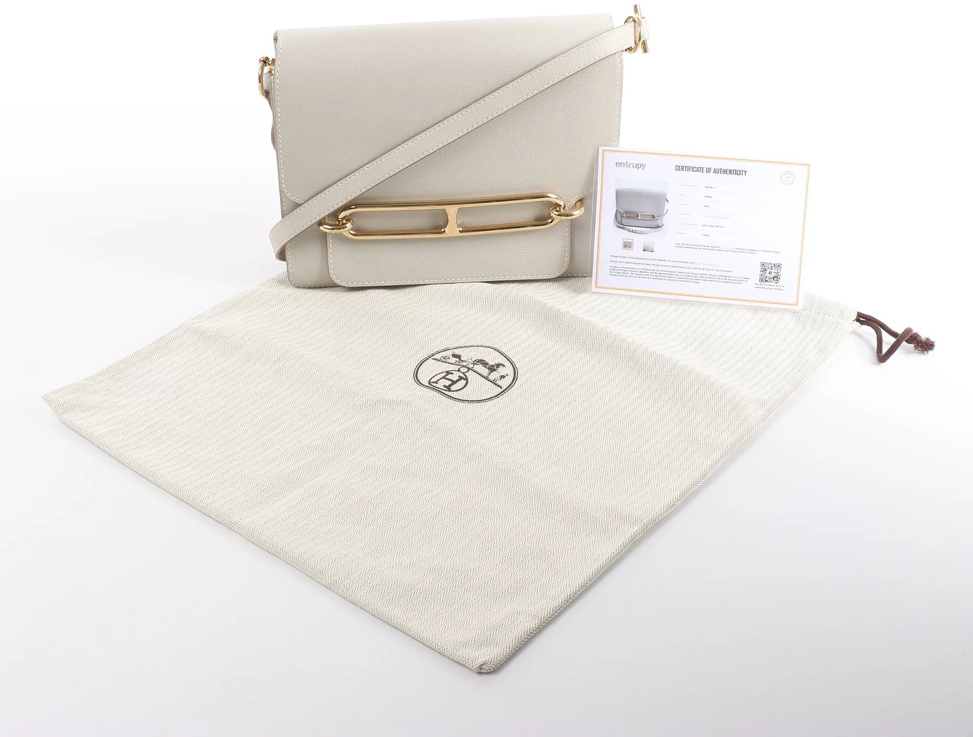 Hermes Sac Roulis 23 Evercolor Crossbody Bag in Pearl Gray C: 2018