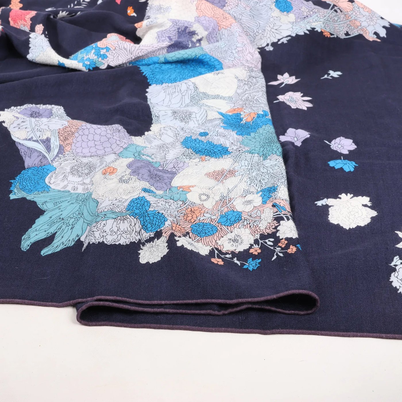Hermès Carré Géant "Robe Legere" Cashmere x Silk handkerchief in Navy Blue