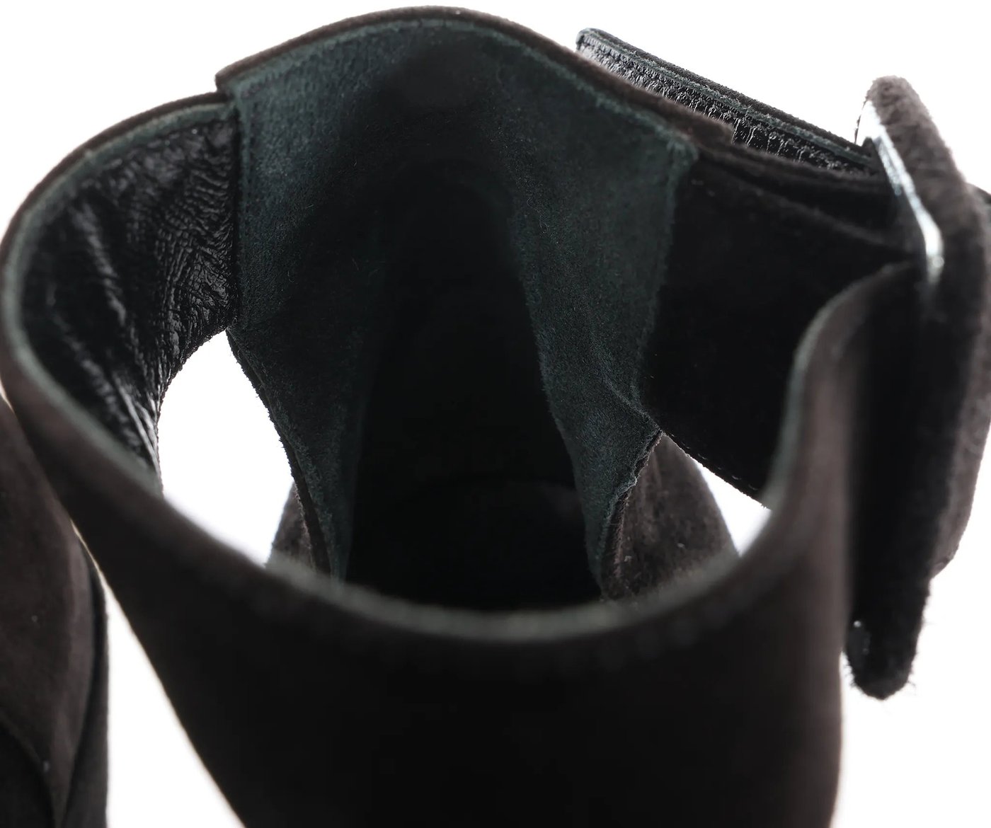 HERMES Leather & Suede Strap Heels in Black, Size 38 EU