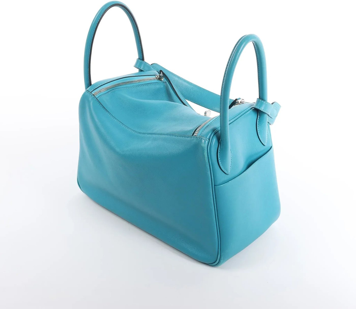 Hermes Lindy 30 Veau Swift 2Way Handbag in Turquoise □K: 2007