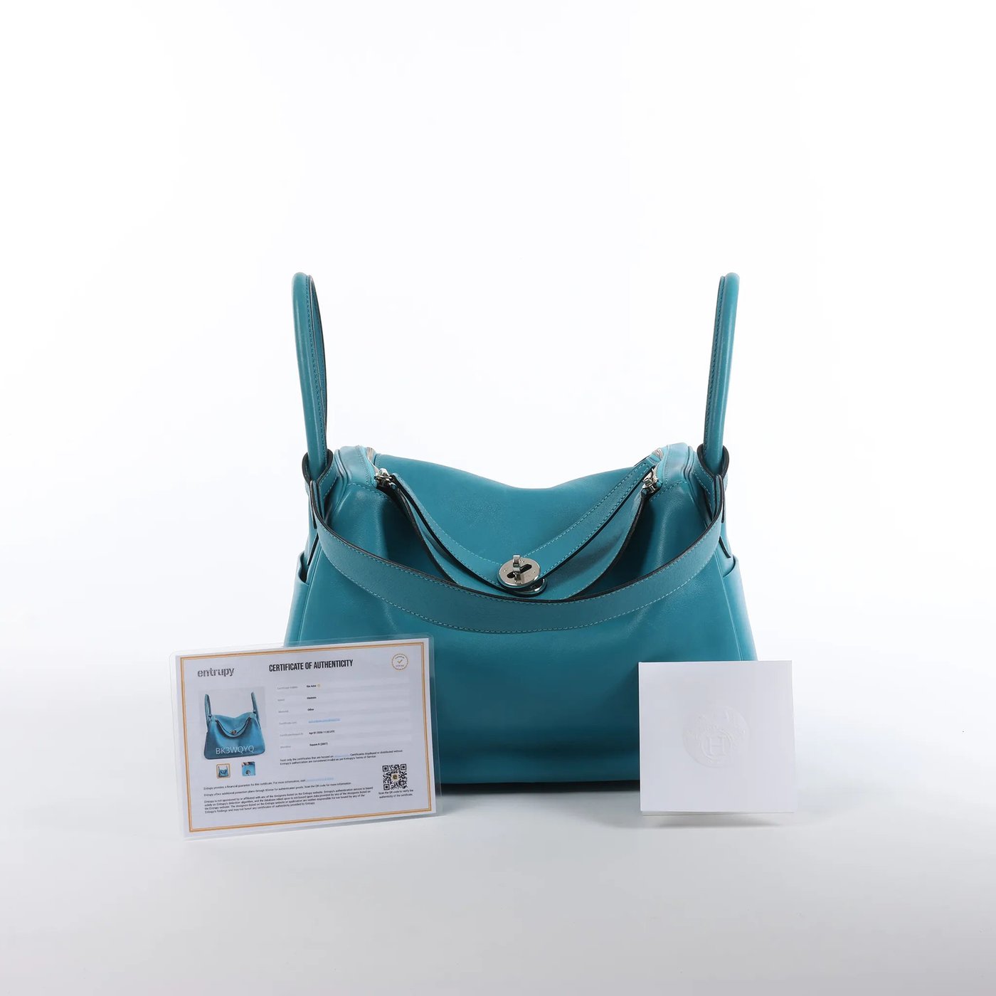 Hermes Lindy 30 Veau Swift 2Way Handbag in Turquoise □K: 2007