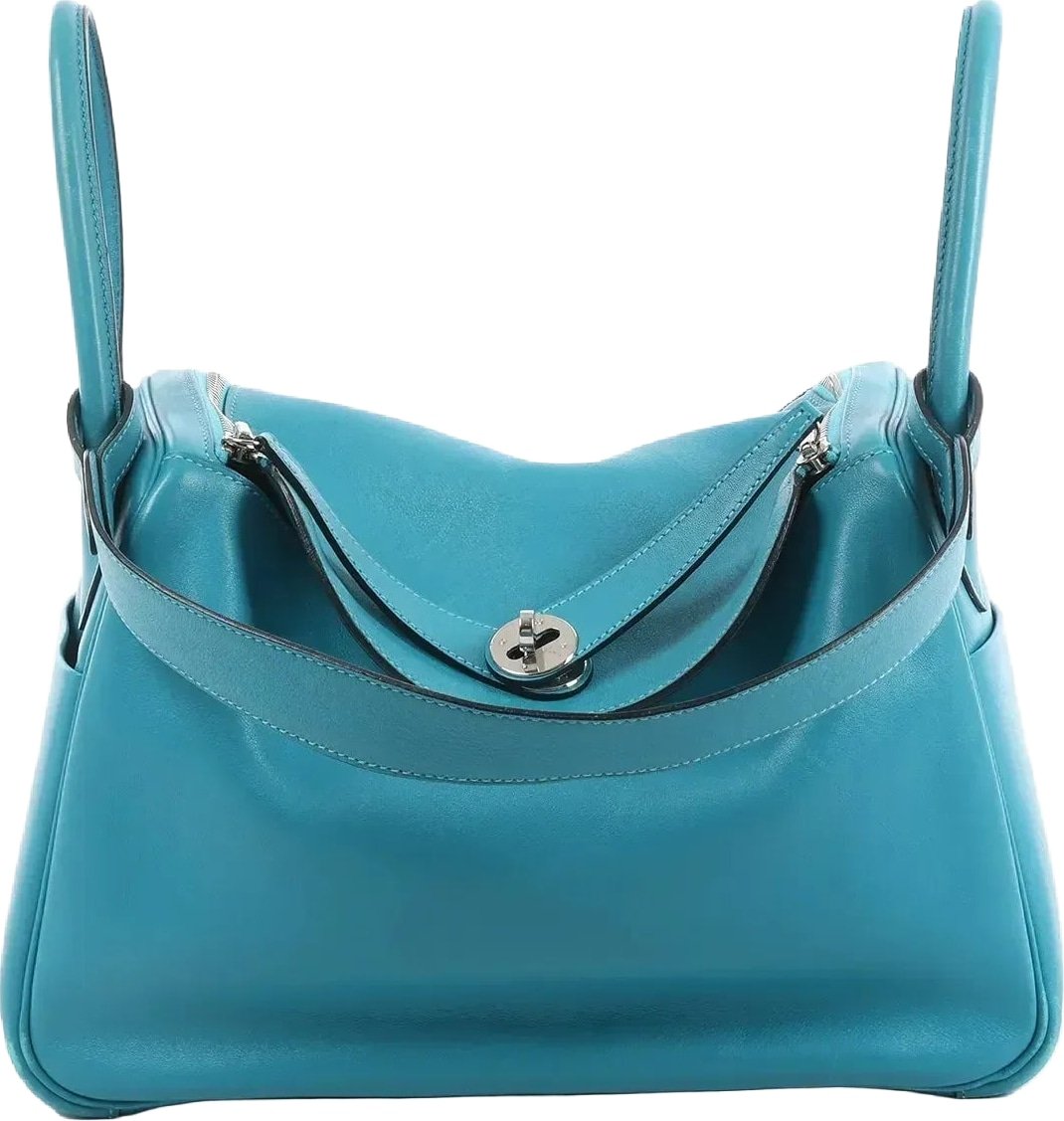 Hermes Lindy 30 Veau Swift 2Way Handbag in Turquoise □K: 2007