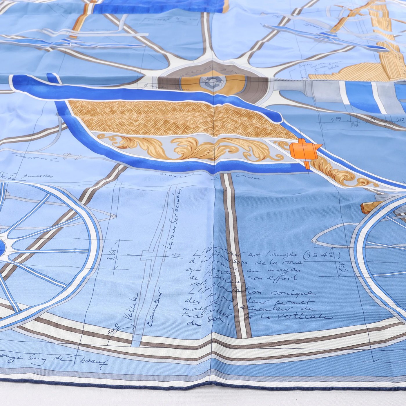Hermès Carré 90 "Projet De Voiture" Silk handkerchief in Blue