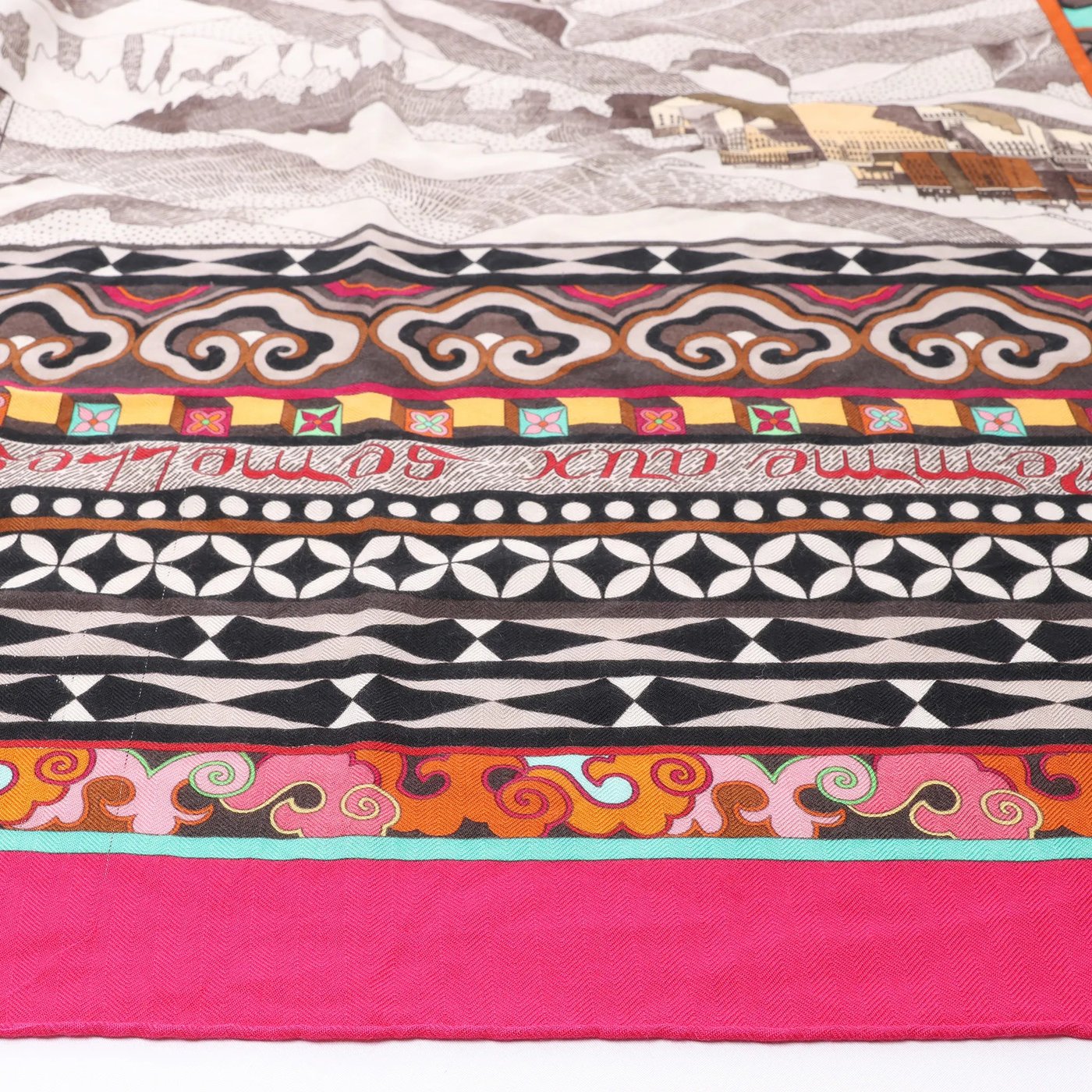 Hermès Carré Géant "La Femme aux Semelles de Vent" Cashmere & Silk Scarf in Pink