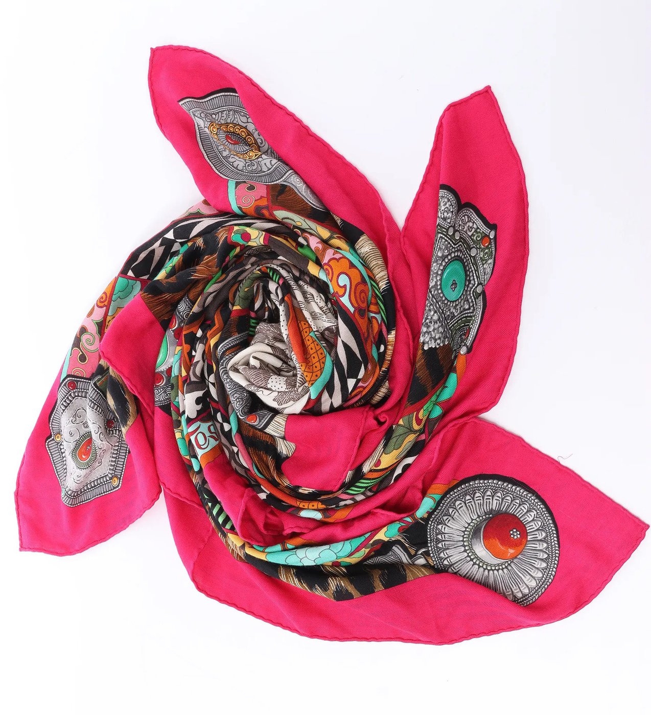 Hermès Carré Géant "La Femme aux Semelles de Vent" Cashmere & Silk Scarf in Pink