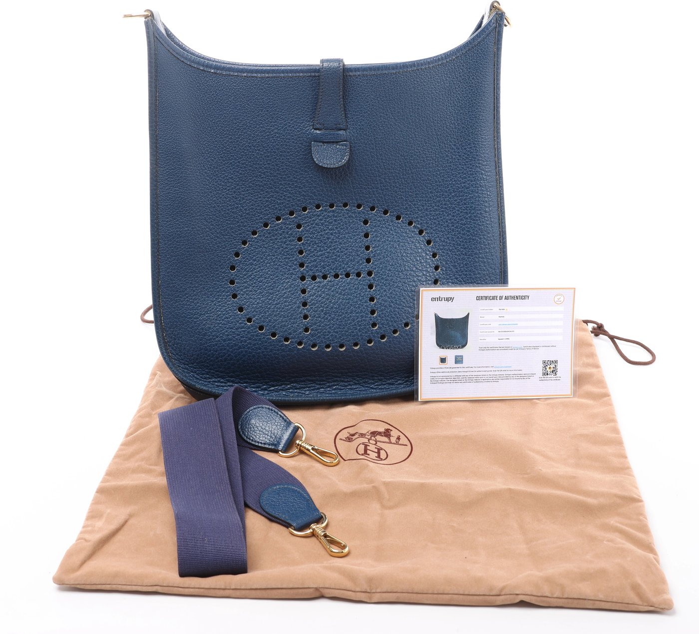 Hermès Evelyn I 33 GM Shoulder Bag in Fjord Blue □C: 1999