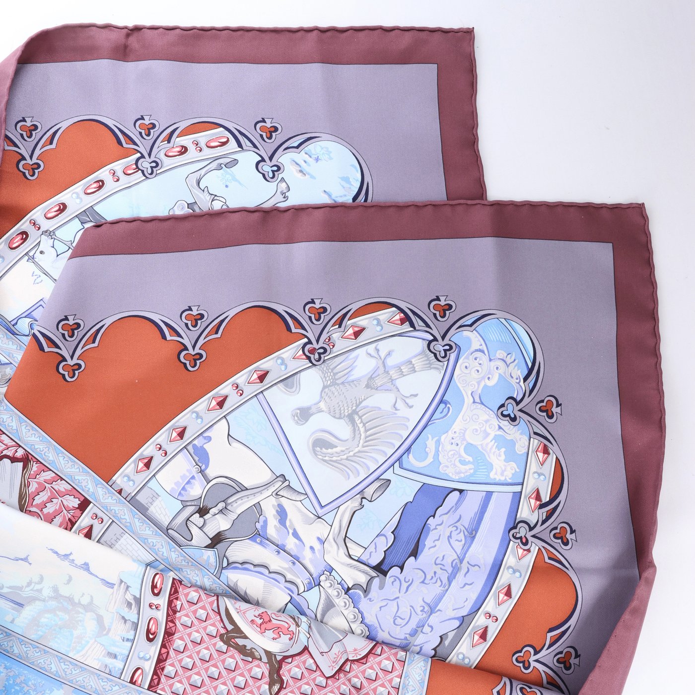 Hermès Carré 90 "LA VIE a CHEVAL" Silk handkerchief in Brown x Blue