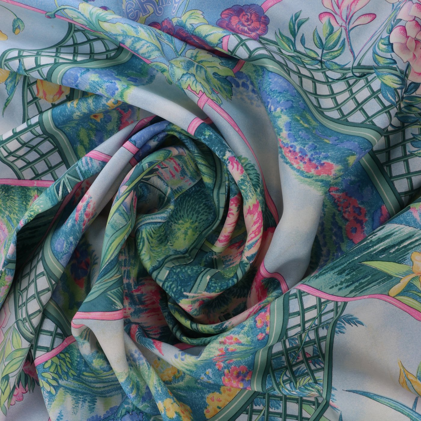 Hermès Carré 90 "GIVERNY" Silk handkerchief in Pink