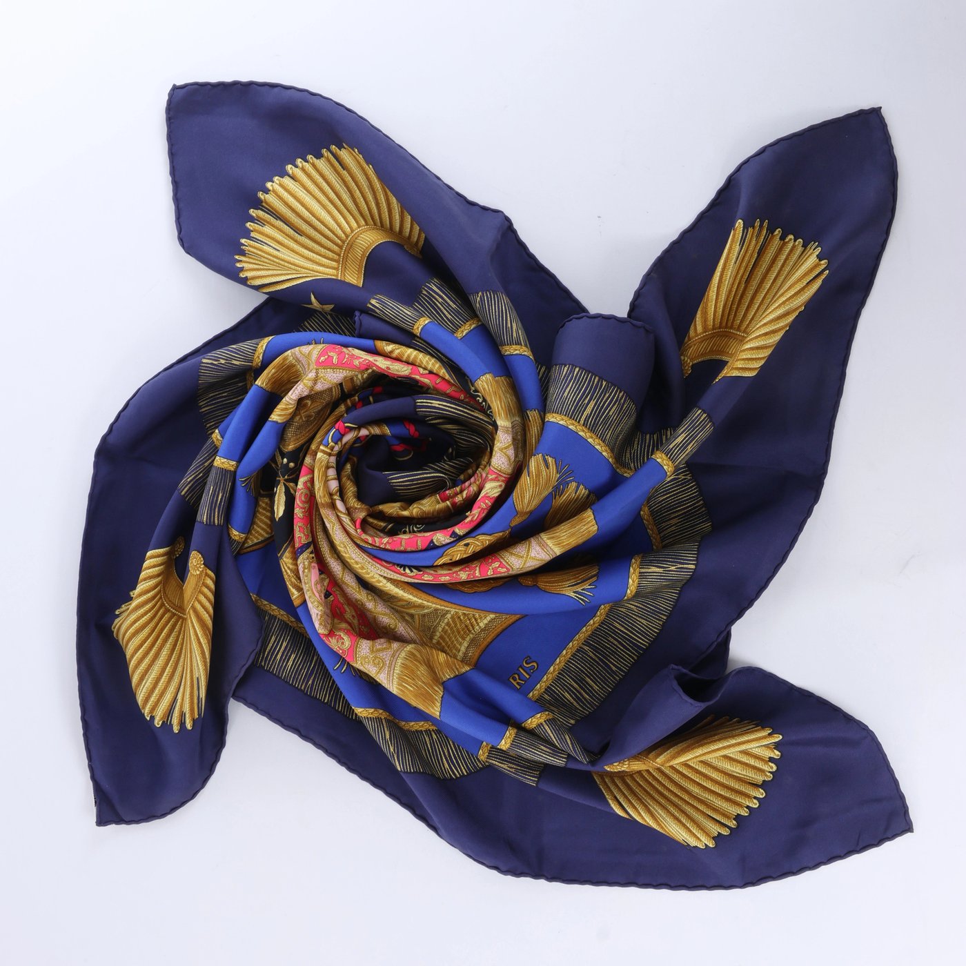 Hermès Carré 90 "Poste et Cavalerie" Silk handkerchief in Navy Blue