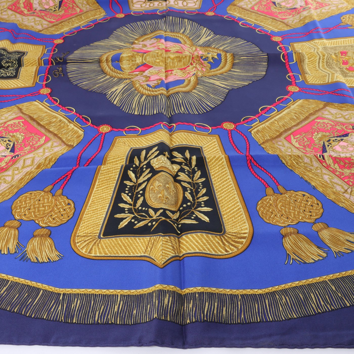 Hermès Carré 90 "Poste et Cavalerie" Silk handkerchief in Navy Blue