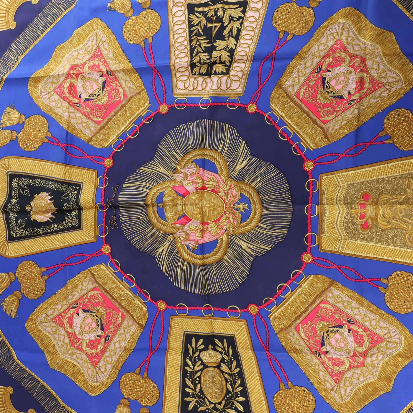 Hermès Carré 90 "Poste et Cavalerie" Silk handkerchief in Navy Blue