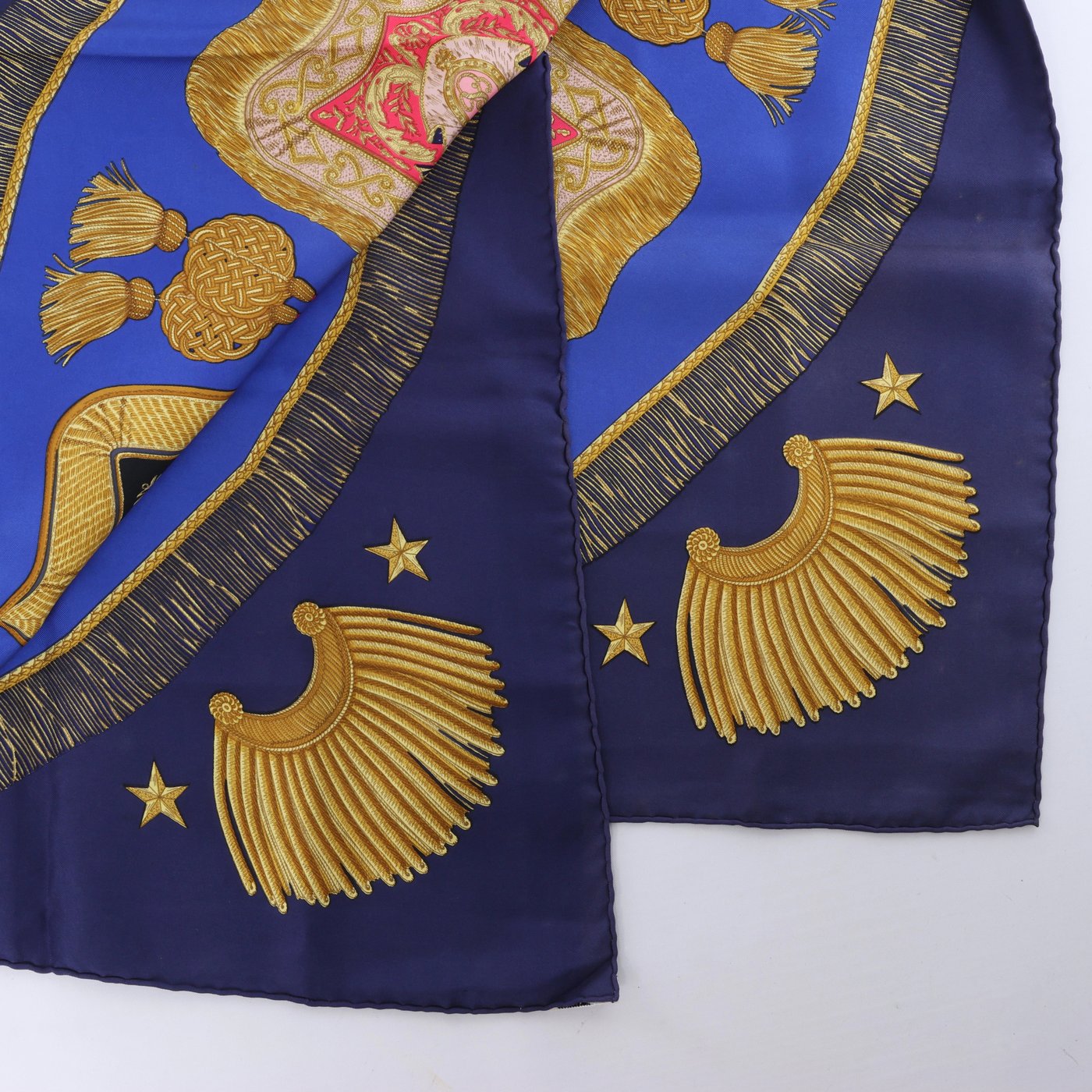 Hermès Carré 90 "Poste et Cavalerie" Silk handkerchief in Navy Blue