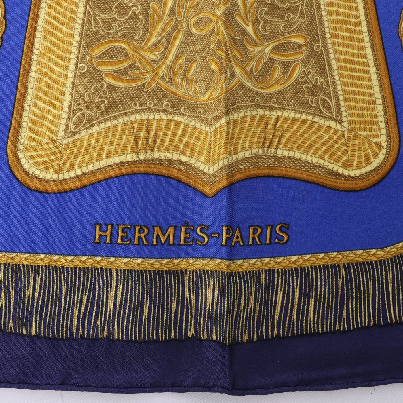 Hermès Carré 90 "Poste et Cavalerie" Silk handkerchief in Navy Blue