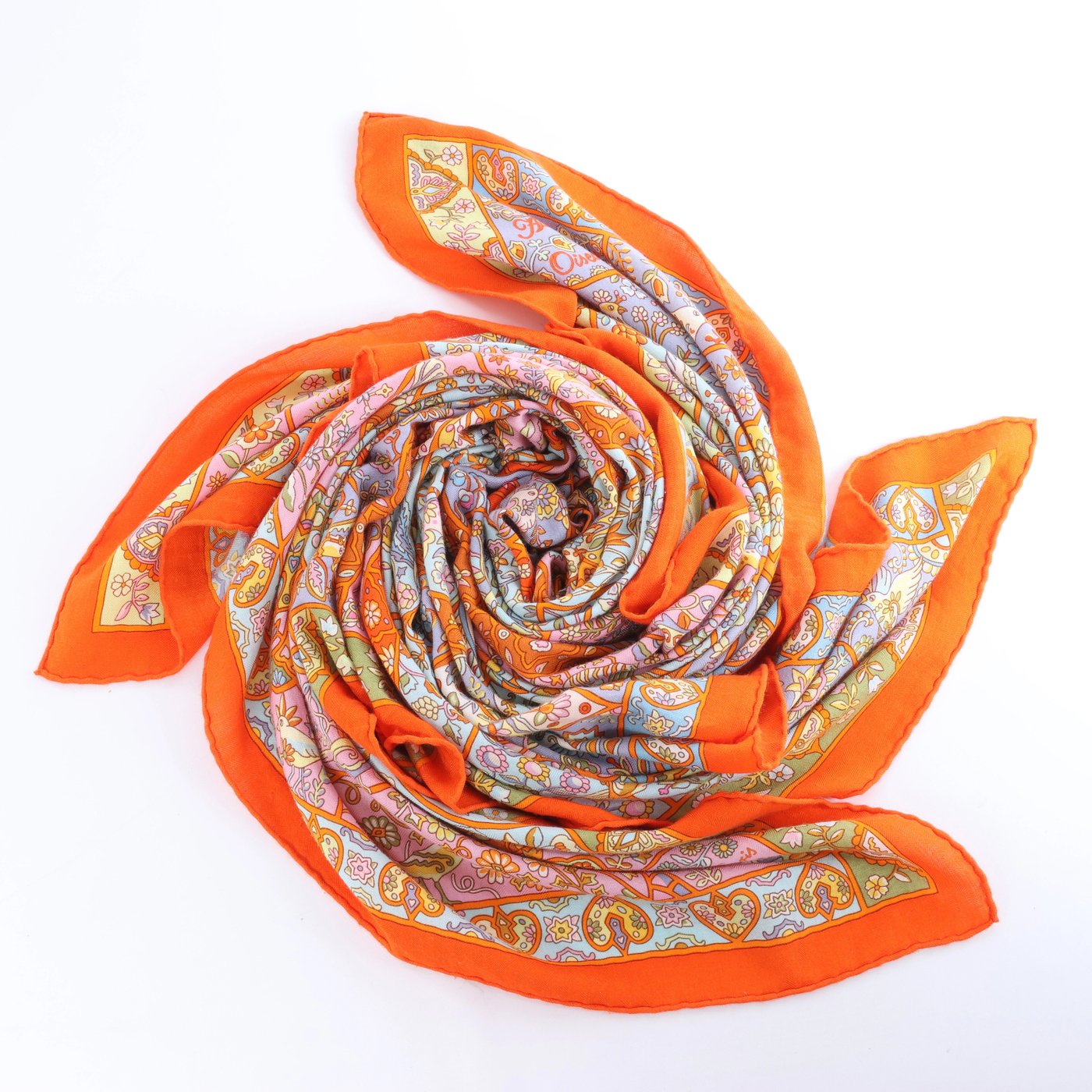Hermès Carré Géant "Au Pays des Oiseaux Fleurs" Silk handkerchief in Orange