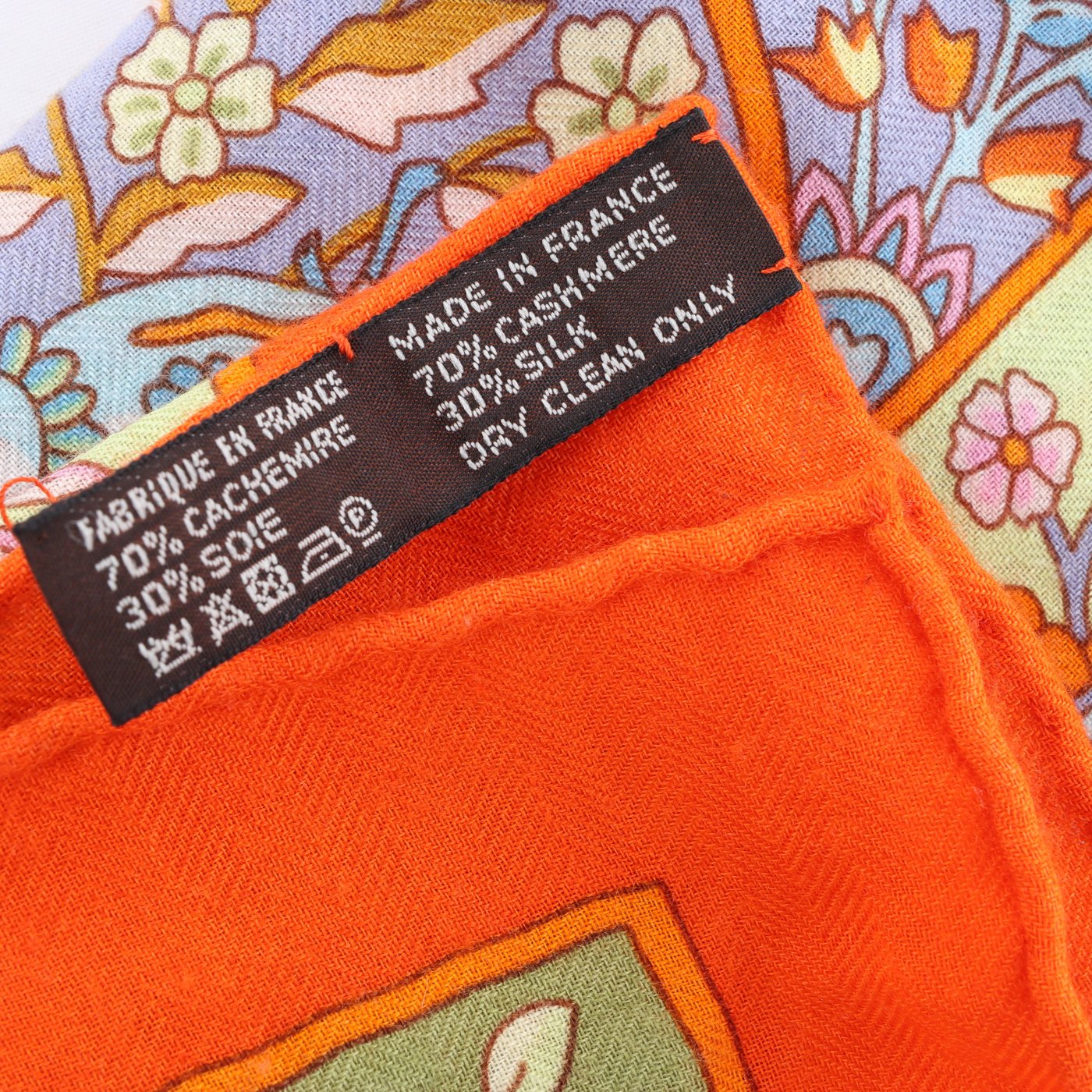 Hermès Carré Géant "Au Pays des Oiseaux Fleurs" Silk handkerchief in Orange