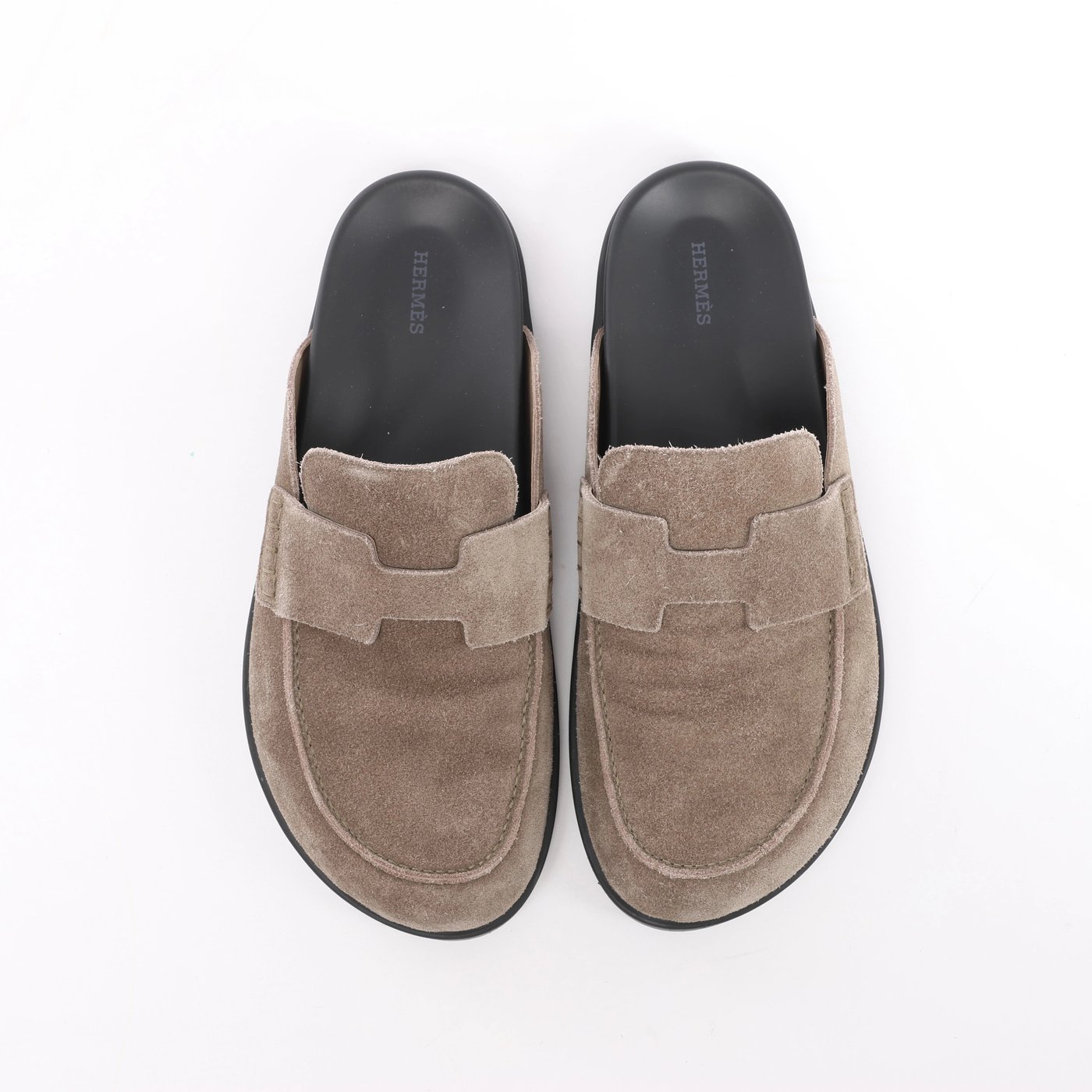 Hermès Suede Mule 44.5 Men's Khaki Go 231745Z