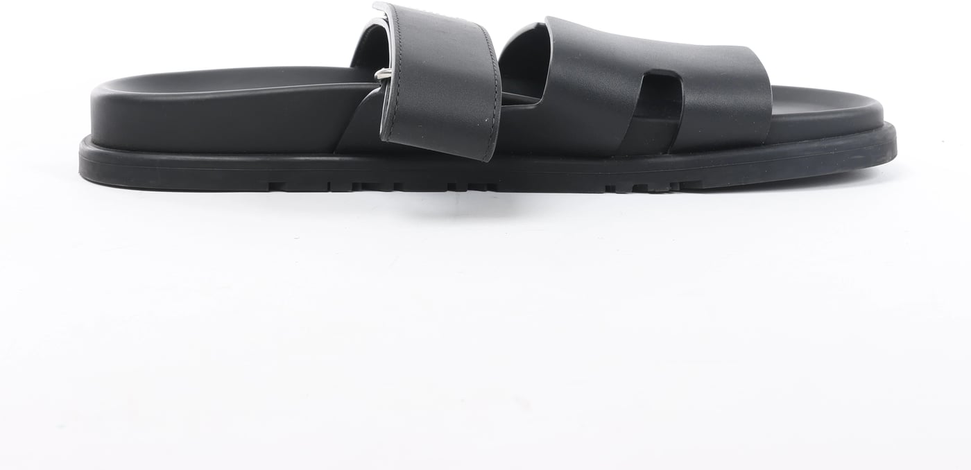 Hermès Cypre 22AW Leather Sandals 42 Men's Black 222000ZH velcro strap
