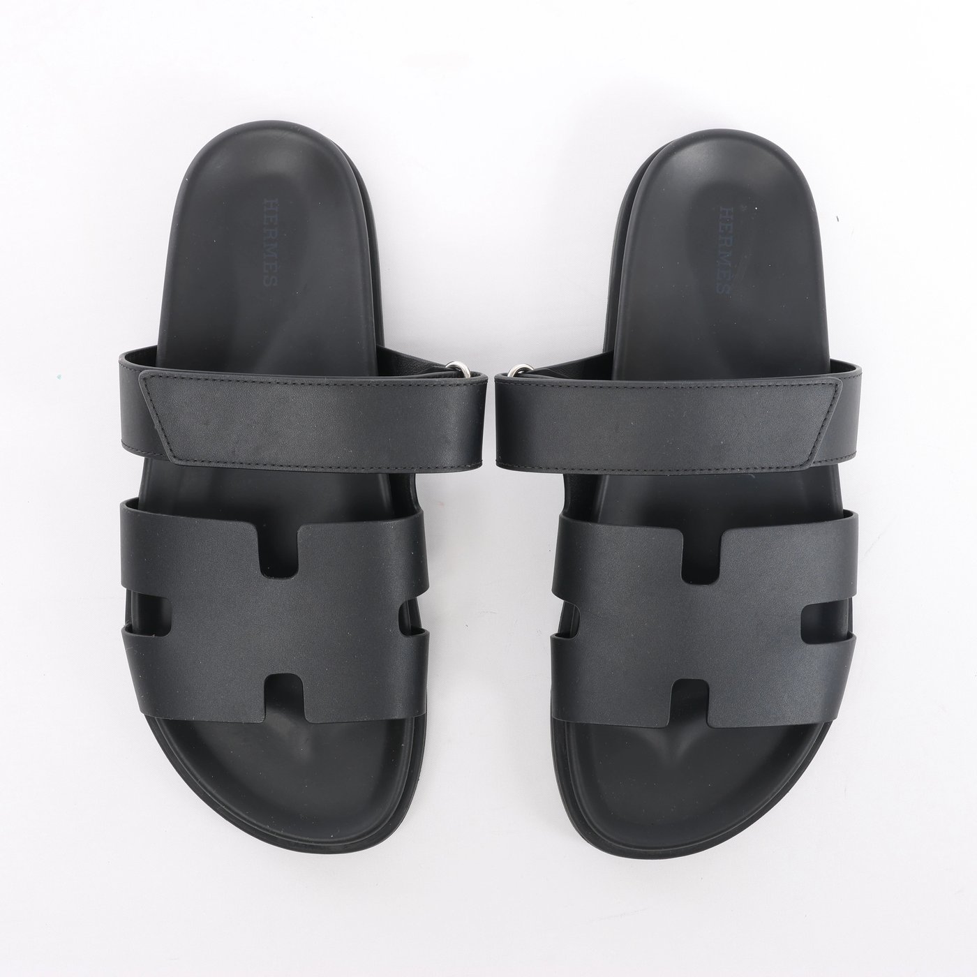 Hermès Cypre 22AW Leather Sandals 42 Men's Black 222000ZH velcro strap