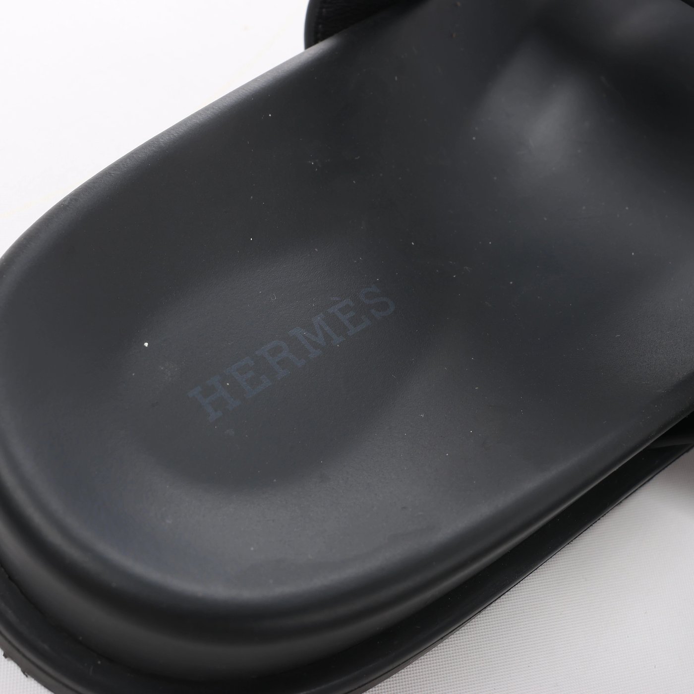 Hermès Cypre 22AW Leather Sandals 42 Men's Black 222000ZH velcro strap