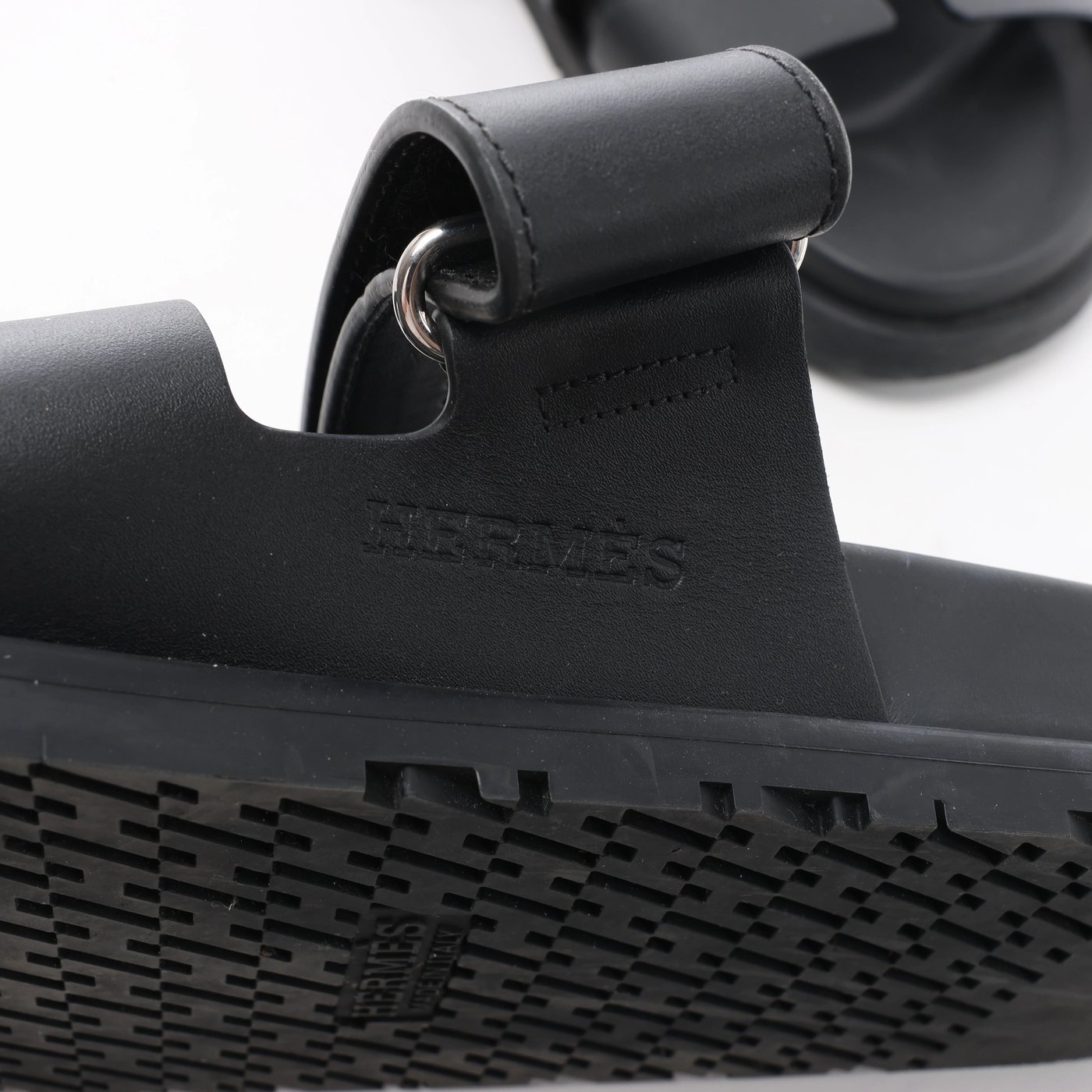 Hermès Cypre 22AW Leather Sandals 42 Men's Black 222000ZH velcro strap