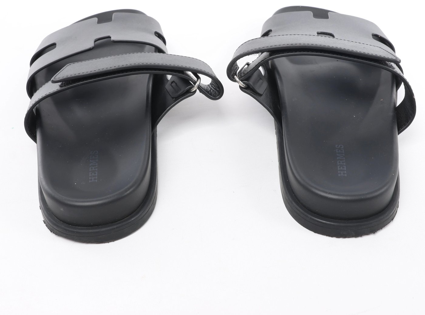 Hermès Cypre 22AW Leather Sandals 42 Men's Black 222000ZH velcro strap