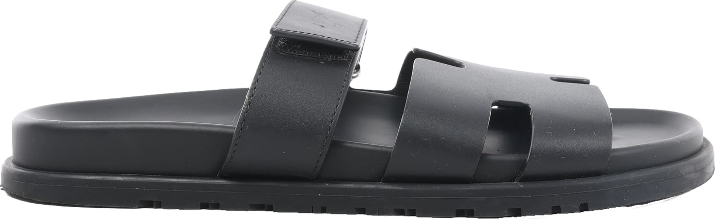 Hermès Cypre 22AW Leather Sandals 42 Men's Black 222000ZH velcro strap
