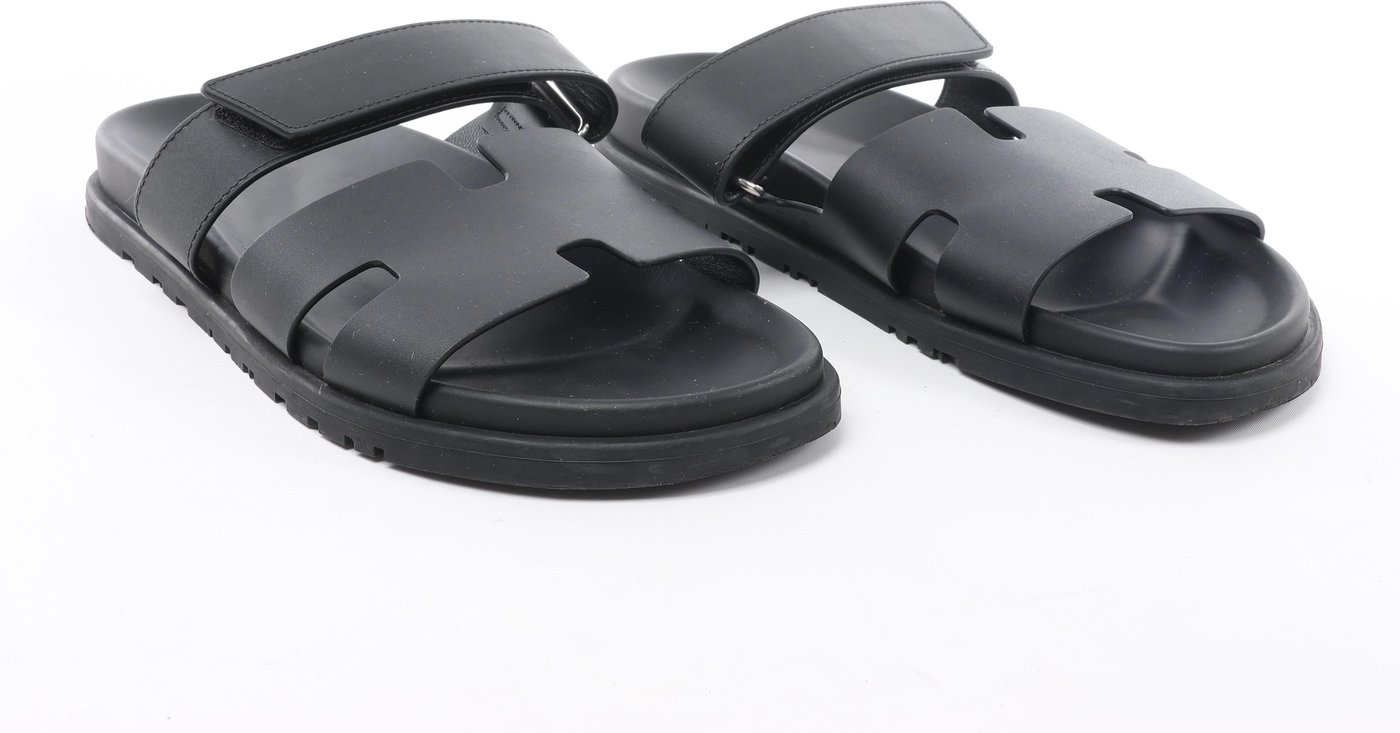 Hermès Cypre 22AW Leather Sandals 42 Men's Black 222000ZH velcro strap