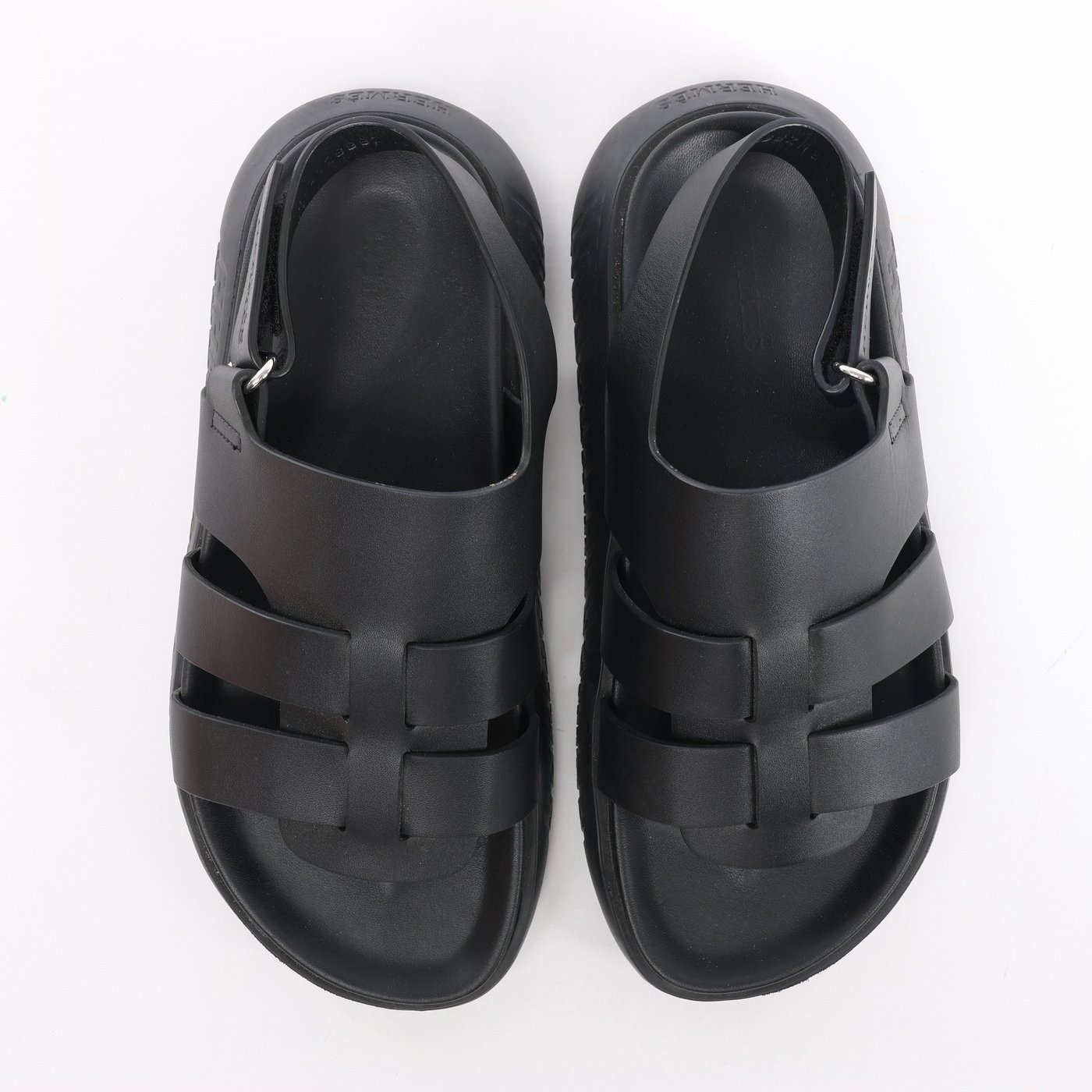 Hermès Doha Leather Sandals 39 Unisex Black 212888Z