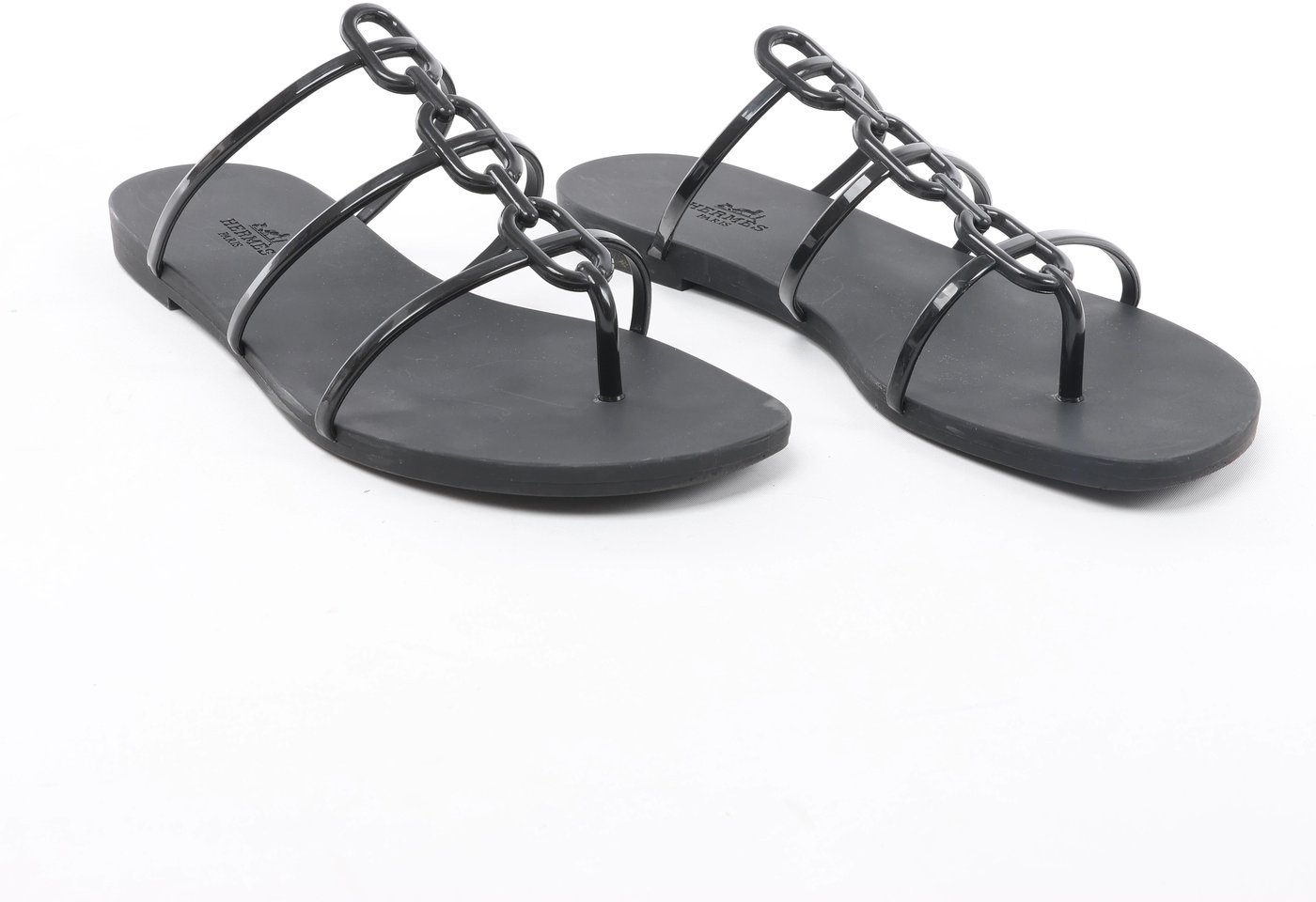 Hermès Mykonos Rubber Sandals 38 Ladies' Black