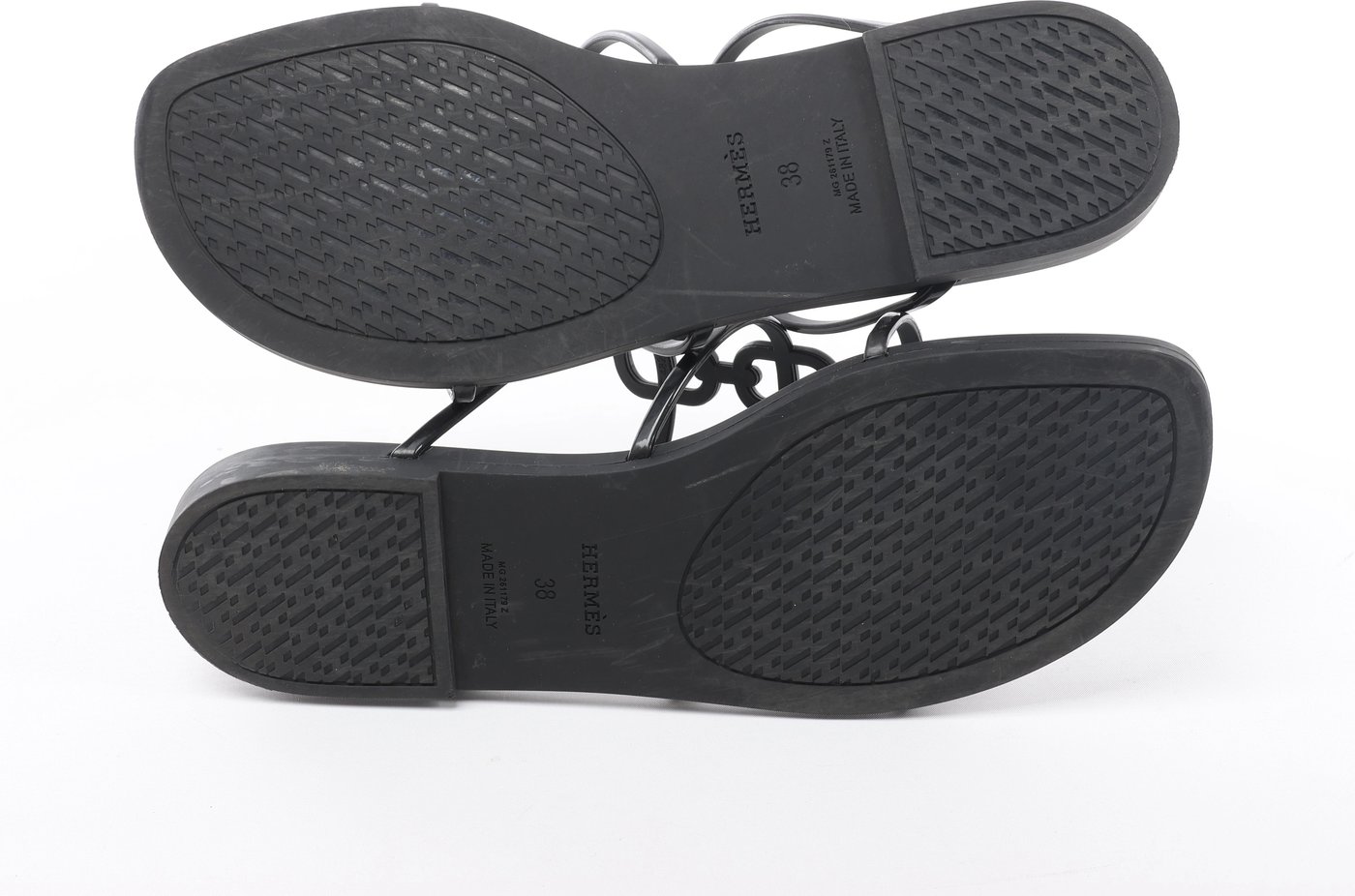 Hermès Mykonos Rubber Sandals 38 Ladies' Black