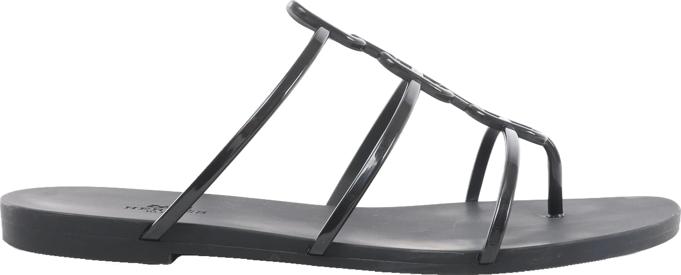 Hermès Mykonos Rubber Sandals 38 Ladies' Black