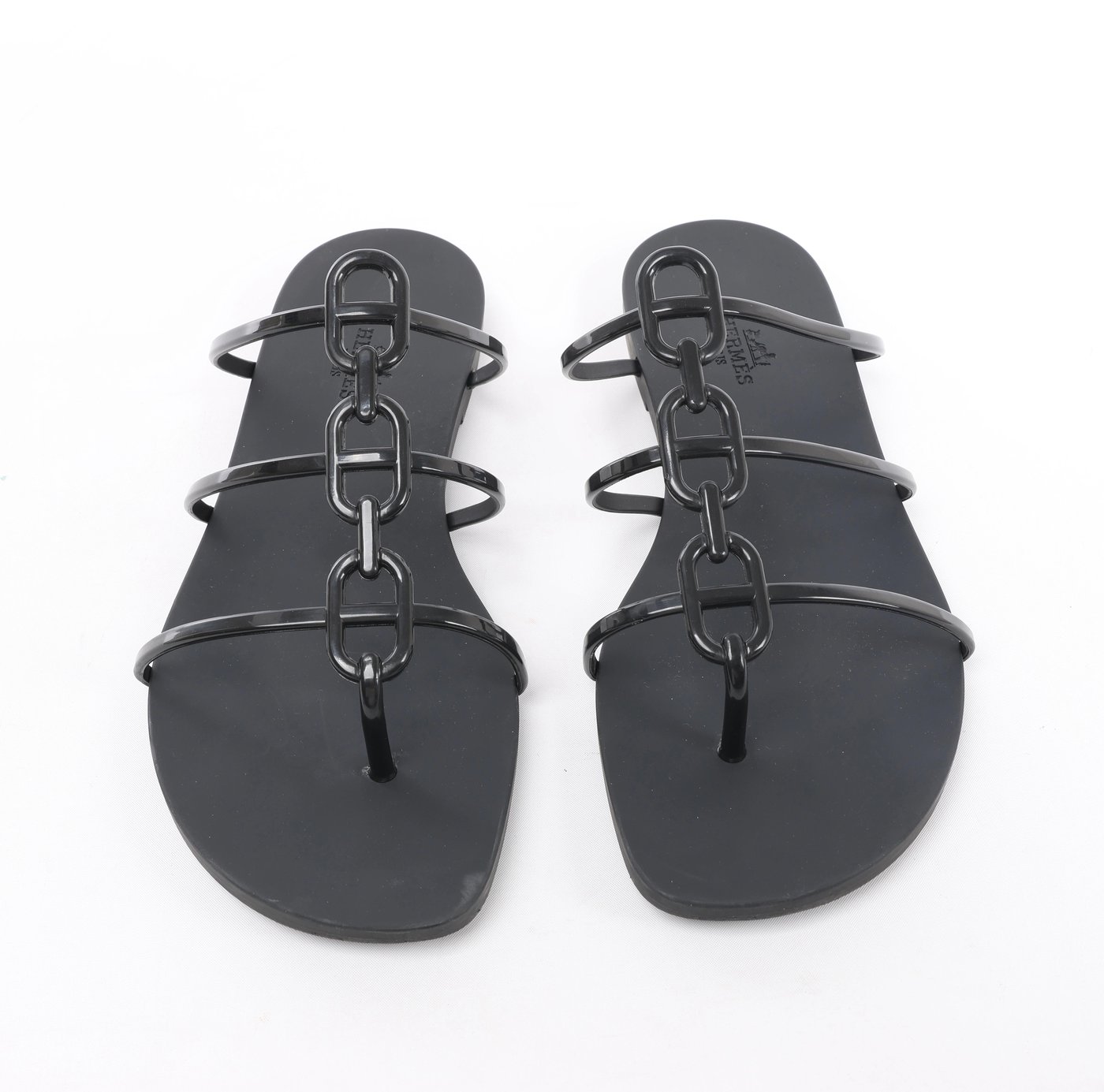Hermès Mykonos Rubber Sandals 38 Ladies' Black