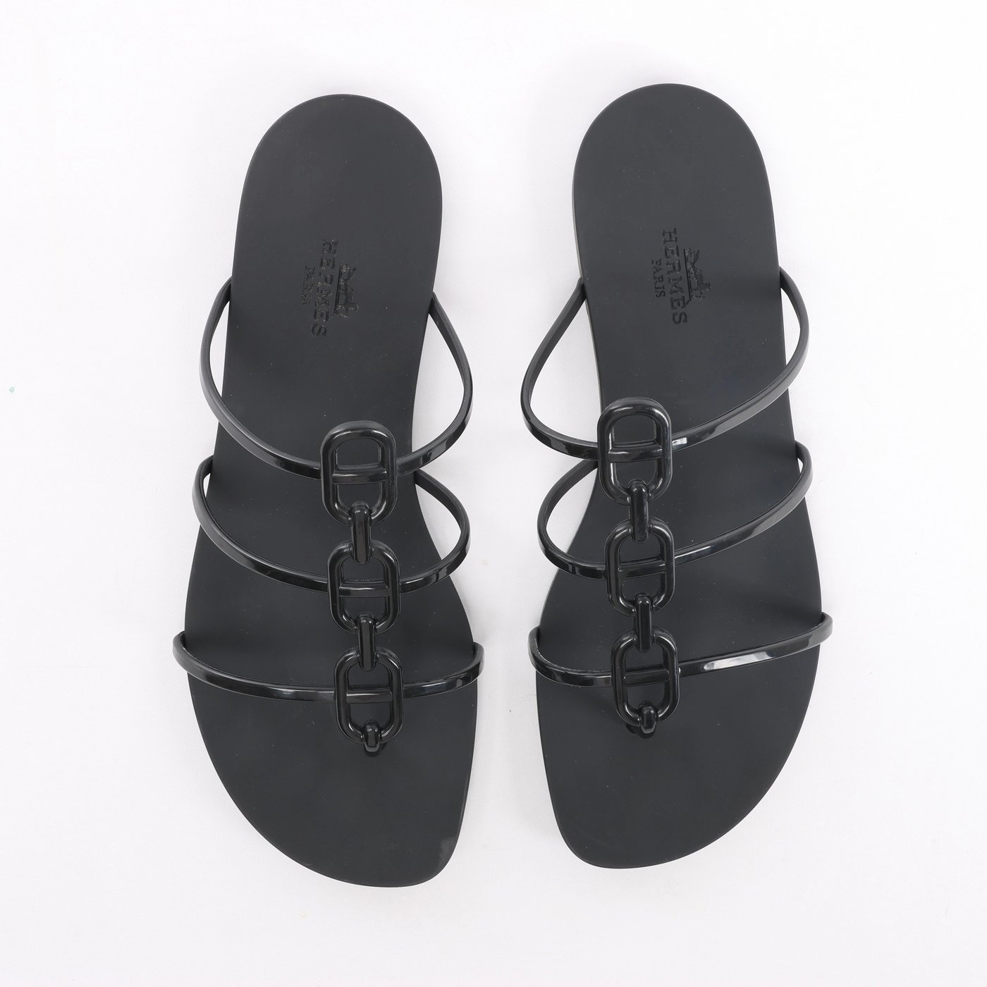 Hermès Mykonos Rubber Sandals 38 Ladies' Black