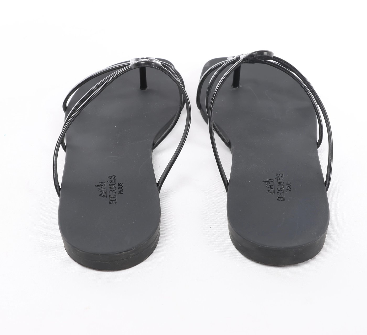 Hermès Mykonos Rubber Sandals 38 Ladies' Black