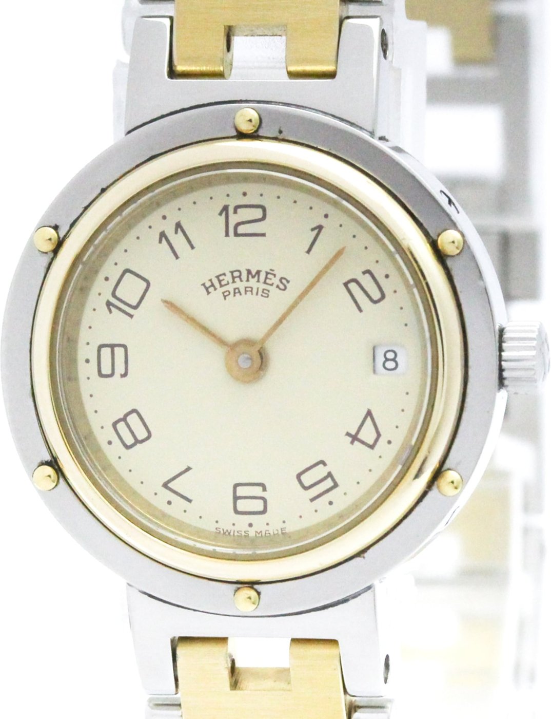 Hermes Clipper Quartz Stainless Steel and Plated Metal 24