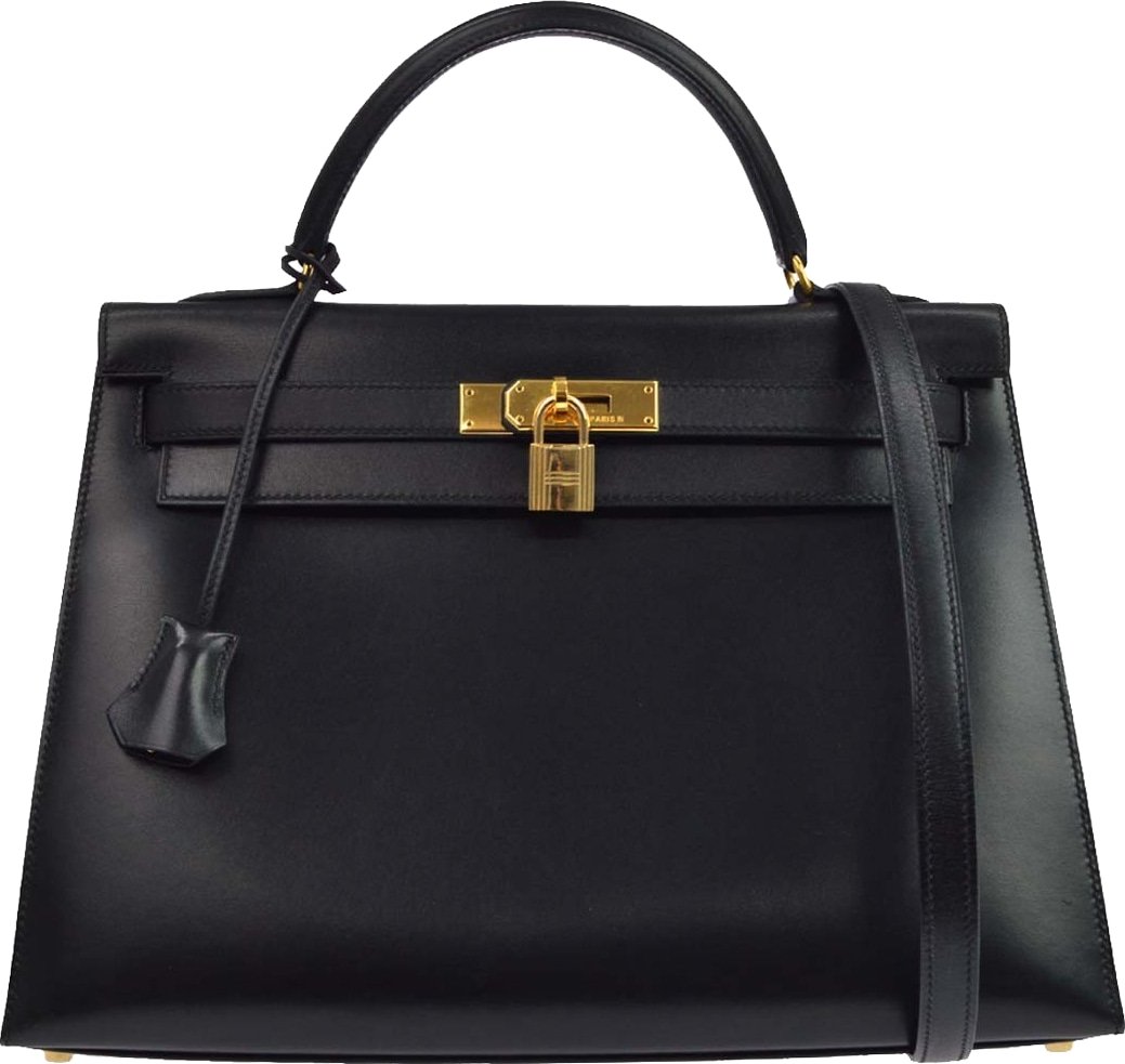 Hermes Kelly Black Box Calf with Gold Hardware 32