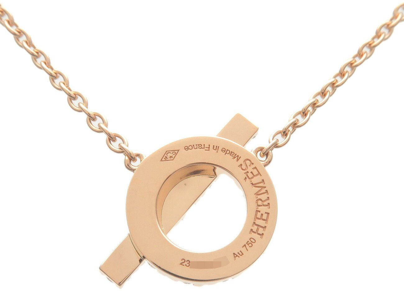 Hermes Finesse Pendant 18K Rose Gold and Diamonds