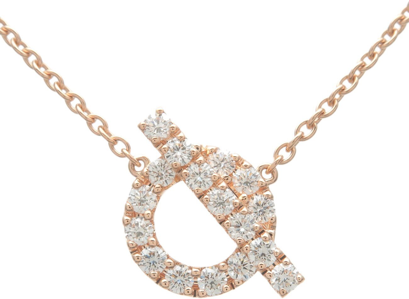 Hermes Finesse Pendant 18K Rose Gold and Diamonds