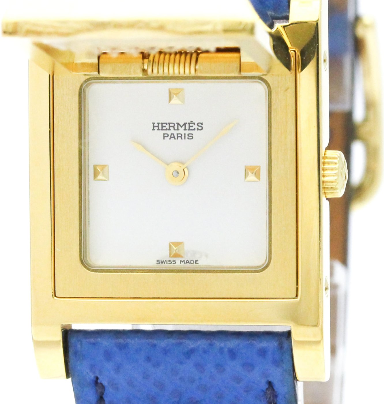 Hermes Medor Quartz Plated Metal and Leather 23
