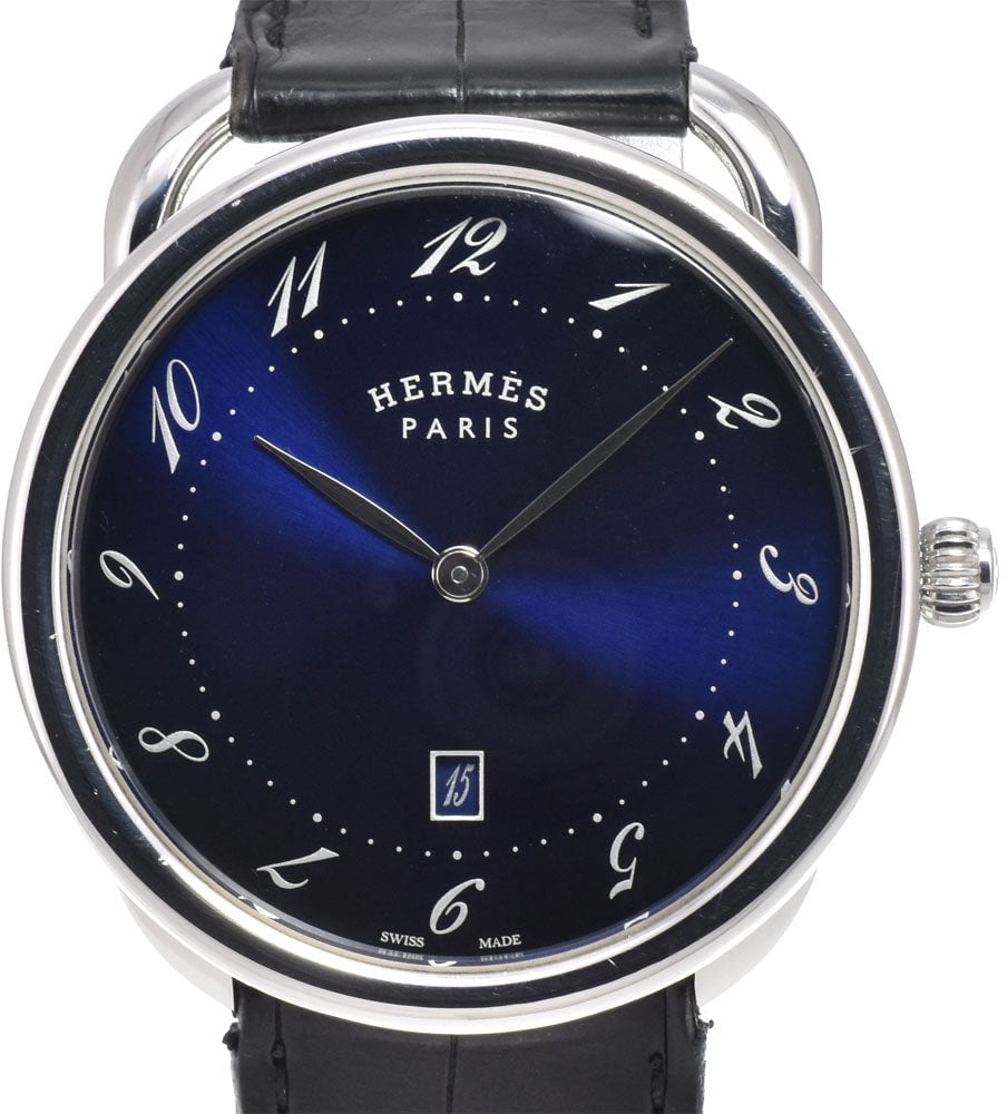 Hermes Arceau Quartz Stainless Steel and Alligator 40