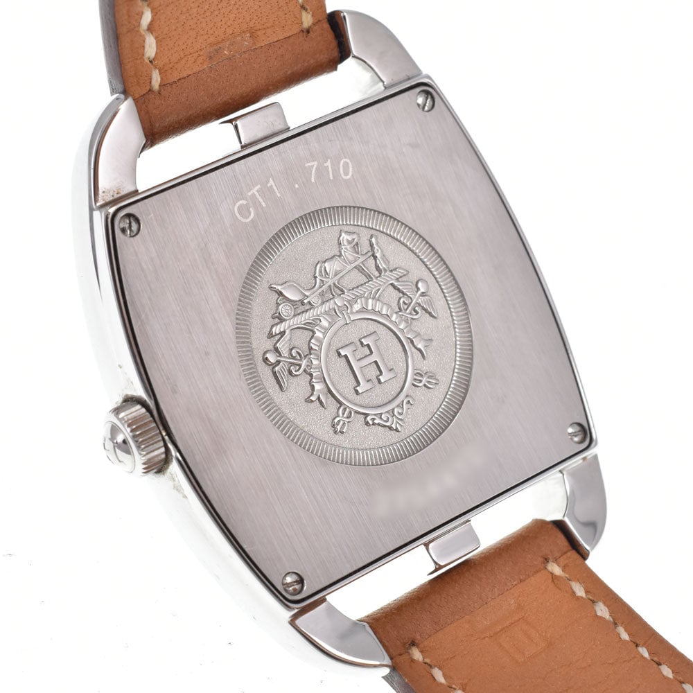 Hermes Cape Cod Quartz Stainless Steel and Leather 33