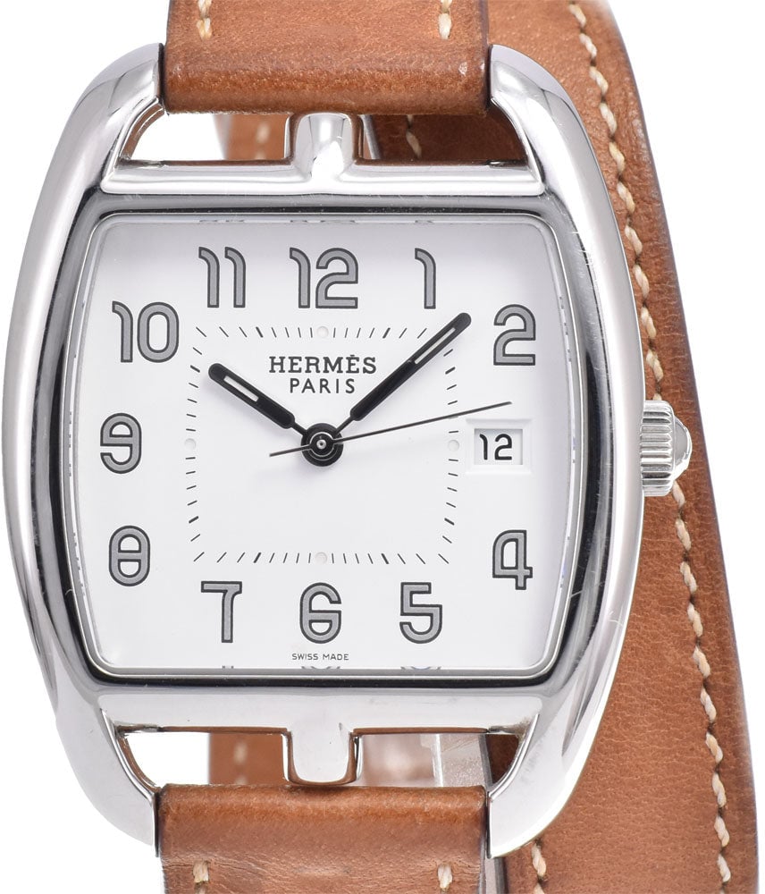 Hermes Cape Cod Quartz Stainless Steel and Leather 33
