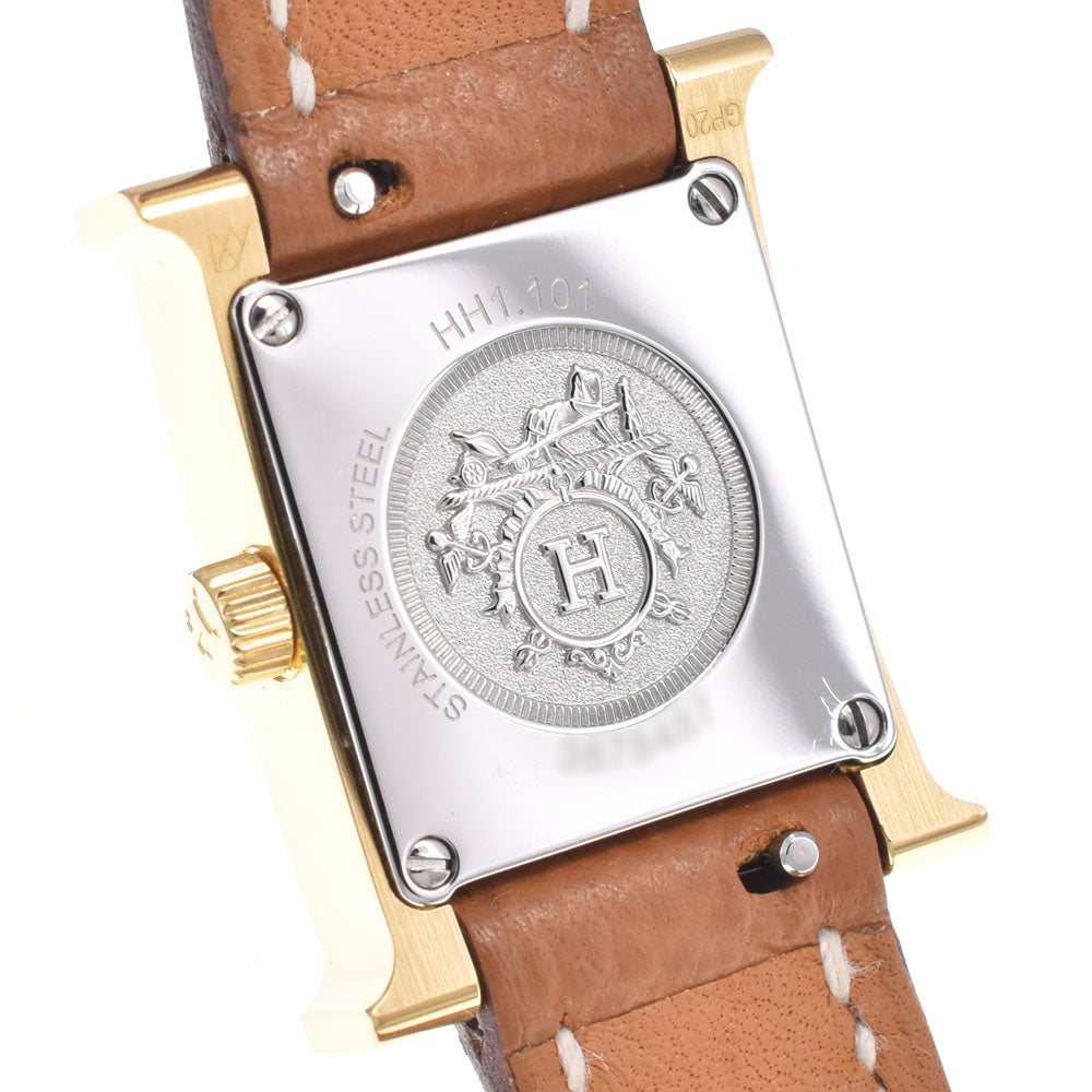 Hermes Heure H Quartz Plated Metal and Leather 30