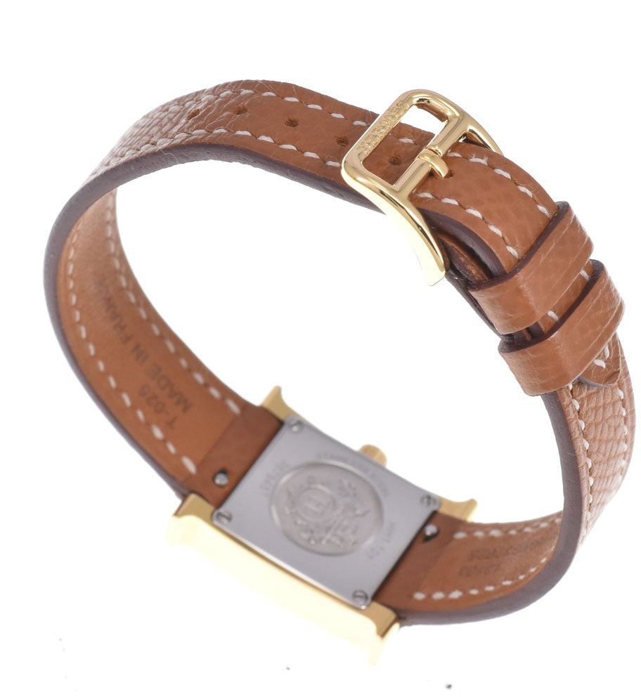 Hermes Heure H Quartz Plated Metal and Leather 30