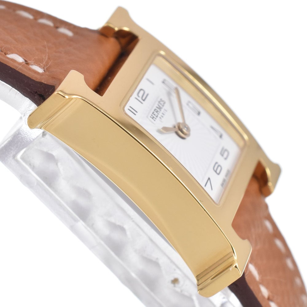Hermes Heure H Quartz Plated Metal and Leather 30