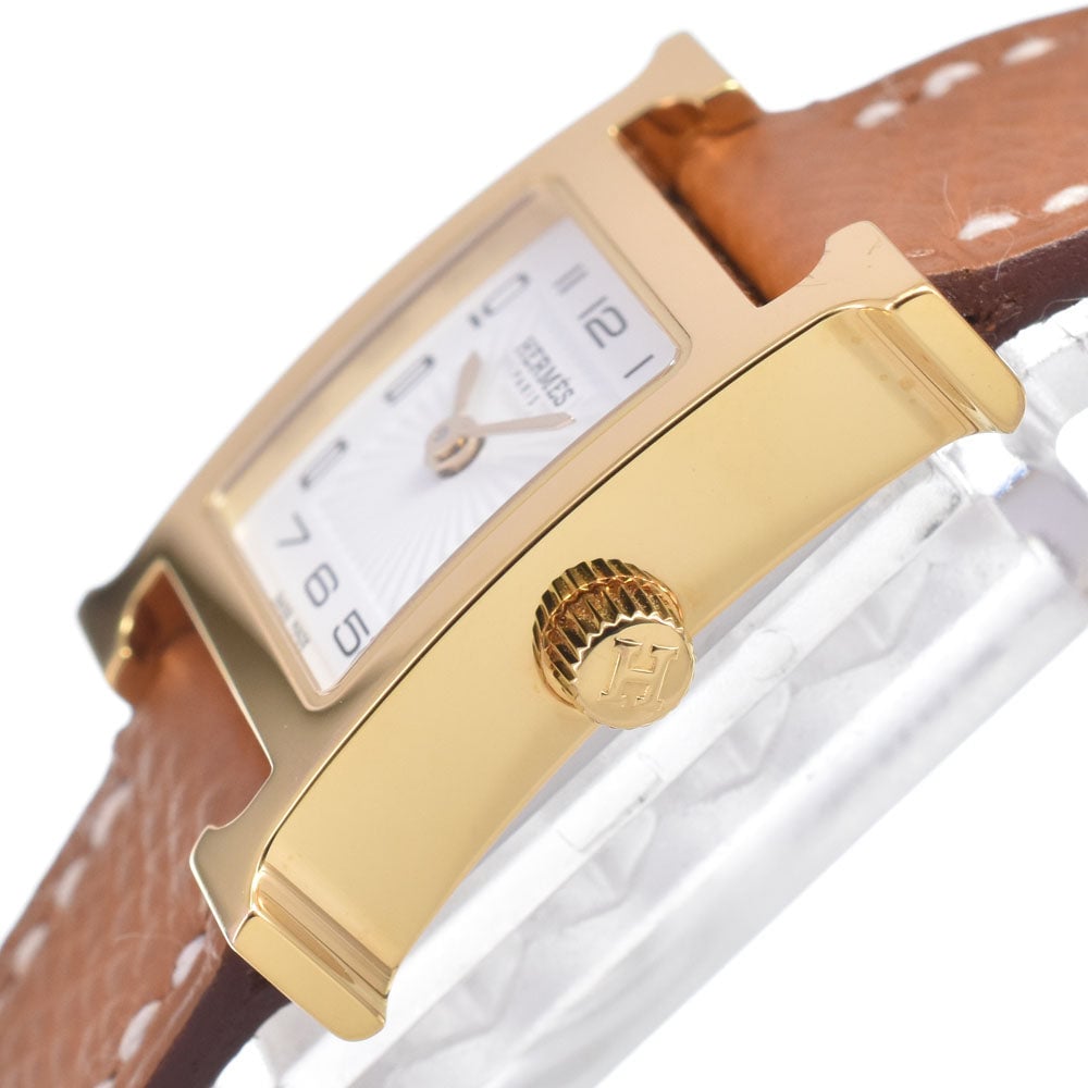 Hermes Heure H Quartz Plated Metal and Leather 30