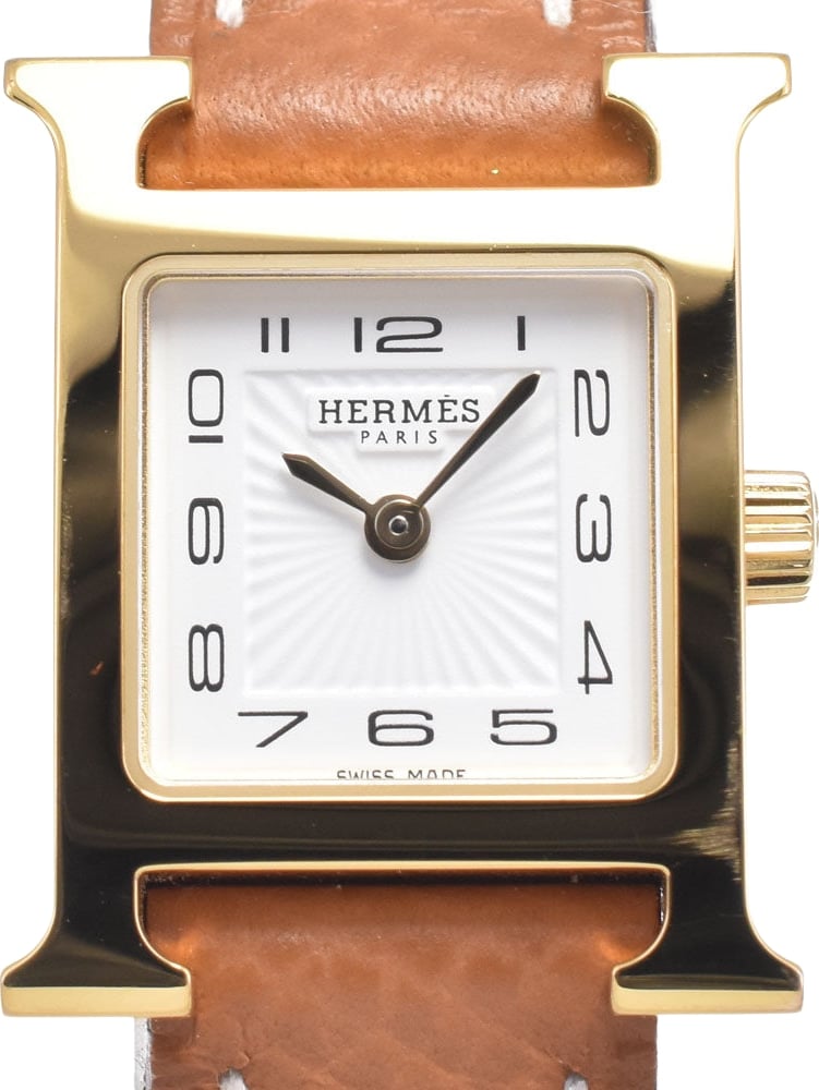 Hermes Heure H Quartz Plated Metal and Leather 30